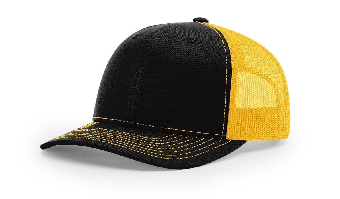 Richardson 112 Trucker Hat with Custom Embroidery HATS prestoembroidery BLACK GOLD
