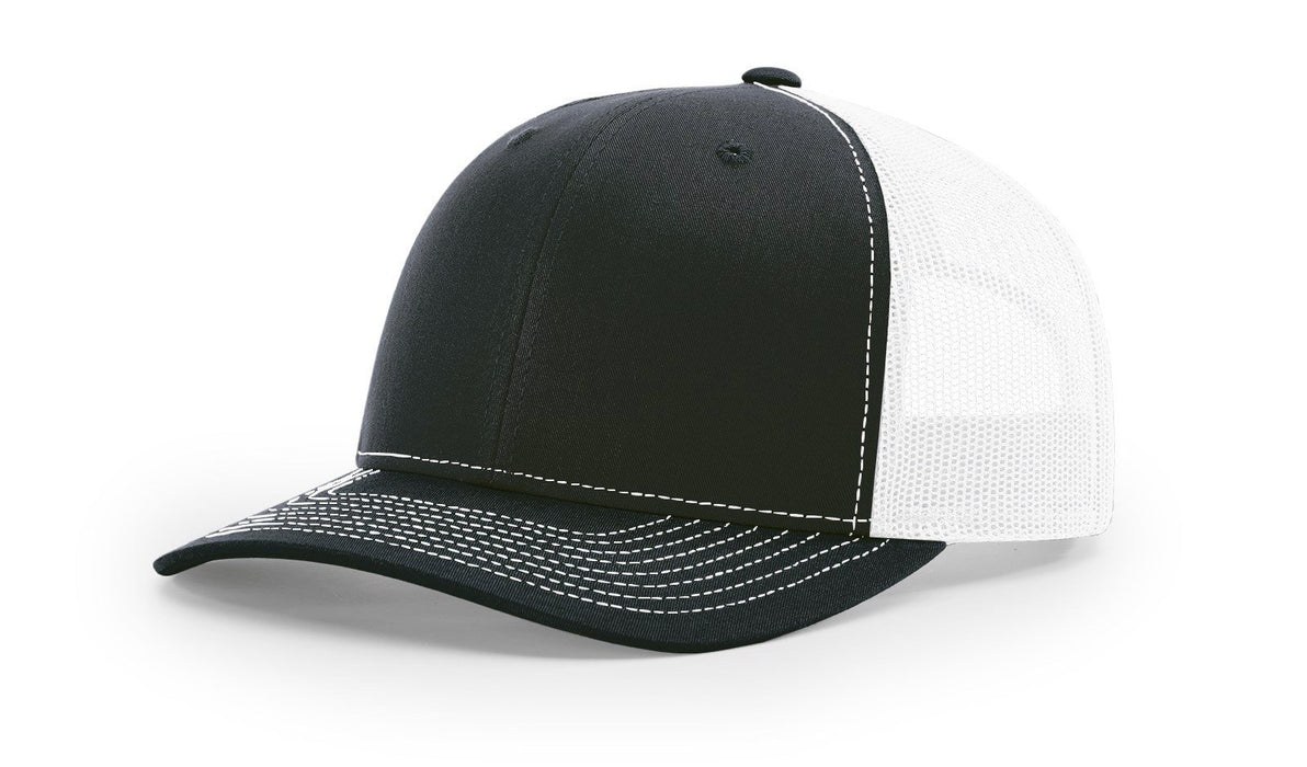 Richardson 112 Trucker Hat with Custom Embroidery HATS prestoembroidery SPLIT: BLACK/WHITE