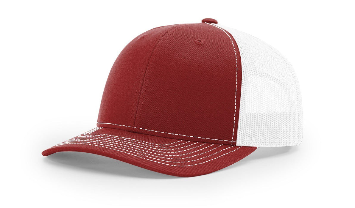 Richardson 112 Trucker Hat with Custom Embroidery HATS prestoembroidery SPLIT: CARDINAL/WHITE