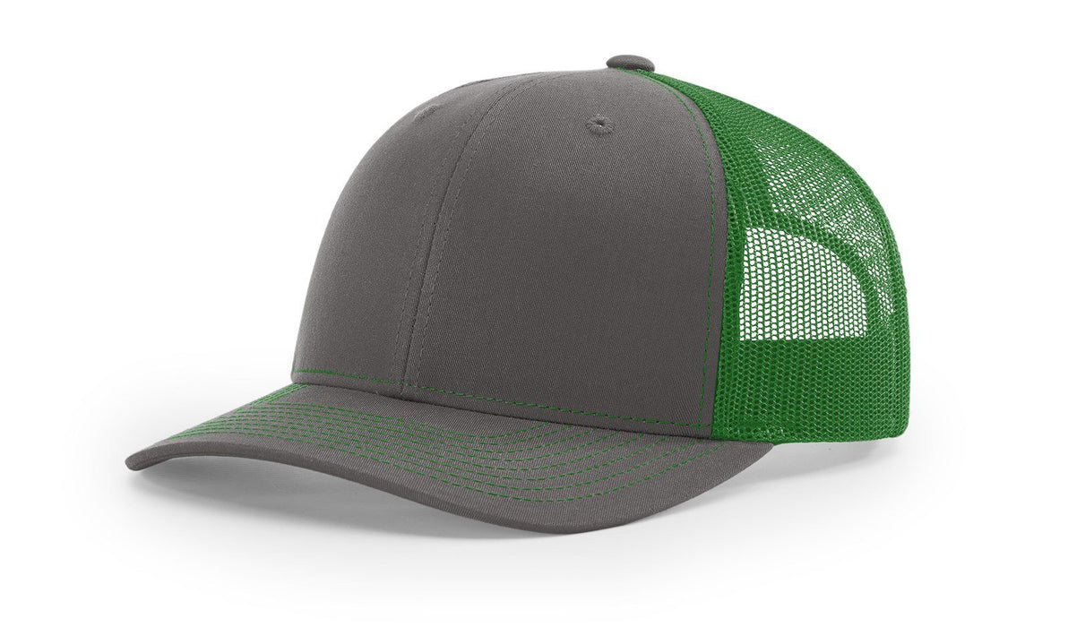 Richardson 112 Trucker Hat with Custom Embroidery HATS prestoembroidery SPLIT: CHARCOAL/KELLY