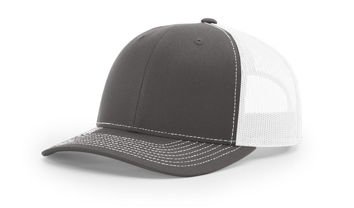 Richardson 112 Trucker Hat with Custom Embroidery HATS prestoembroidery SPLIT: CHARCOAL/WHITE