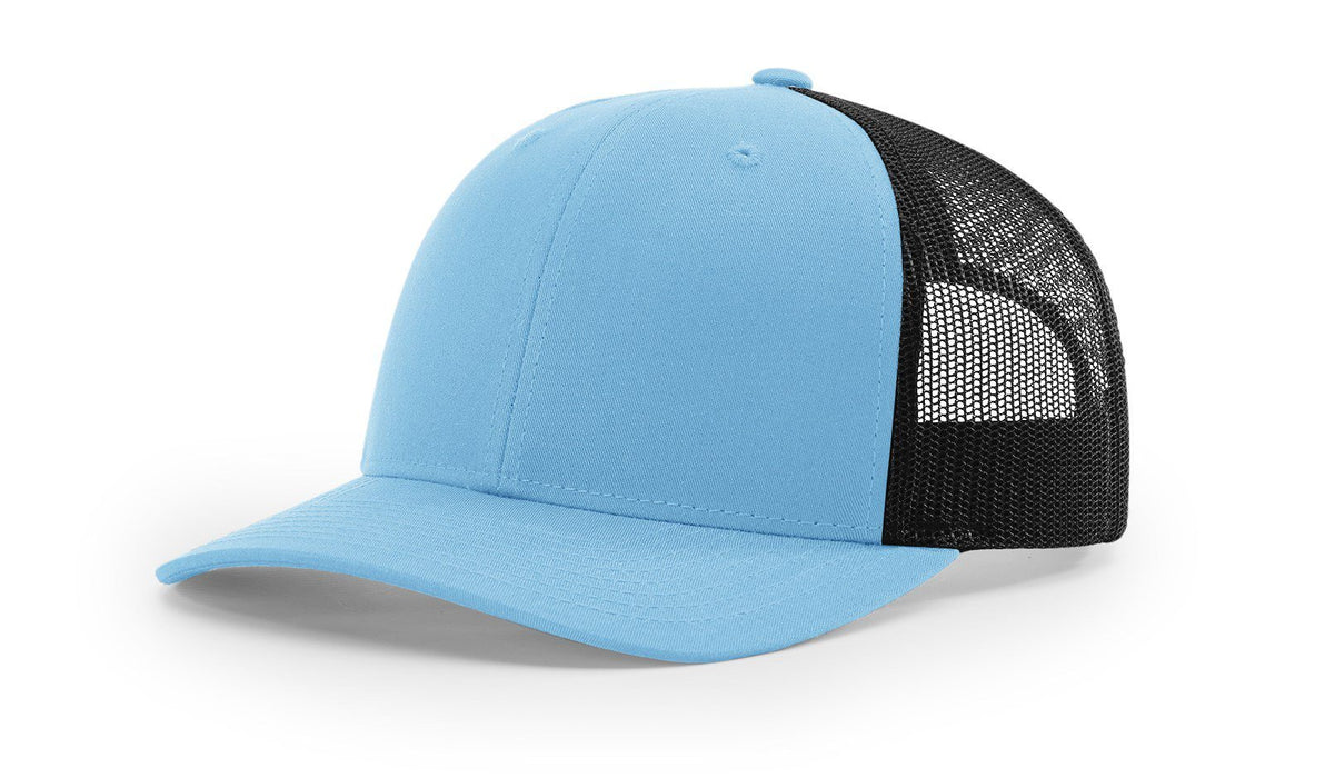 Richardson 112 Trucker Hat with Custom Embroidery HATS prestoembroidery SPLIT: COLUMBIA BLUE/BLACK