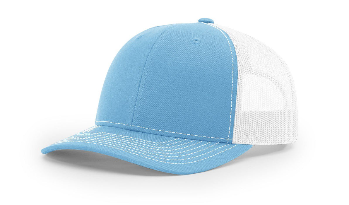 Richardson 112 Trucker Hat with Custom Embroidery HATS prestoembroidery SPLIT: COLUMBIA BLUE/WHITE