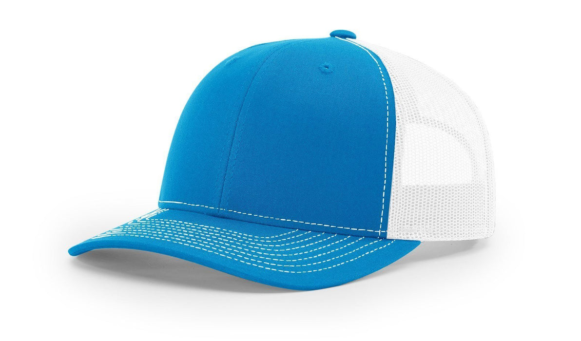 Richardson 112 Trucker Hat with Custom Embroidery HATS prestoembroidery SPLIT: CYAN/WHITE