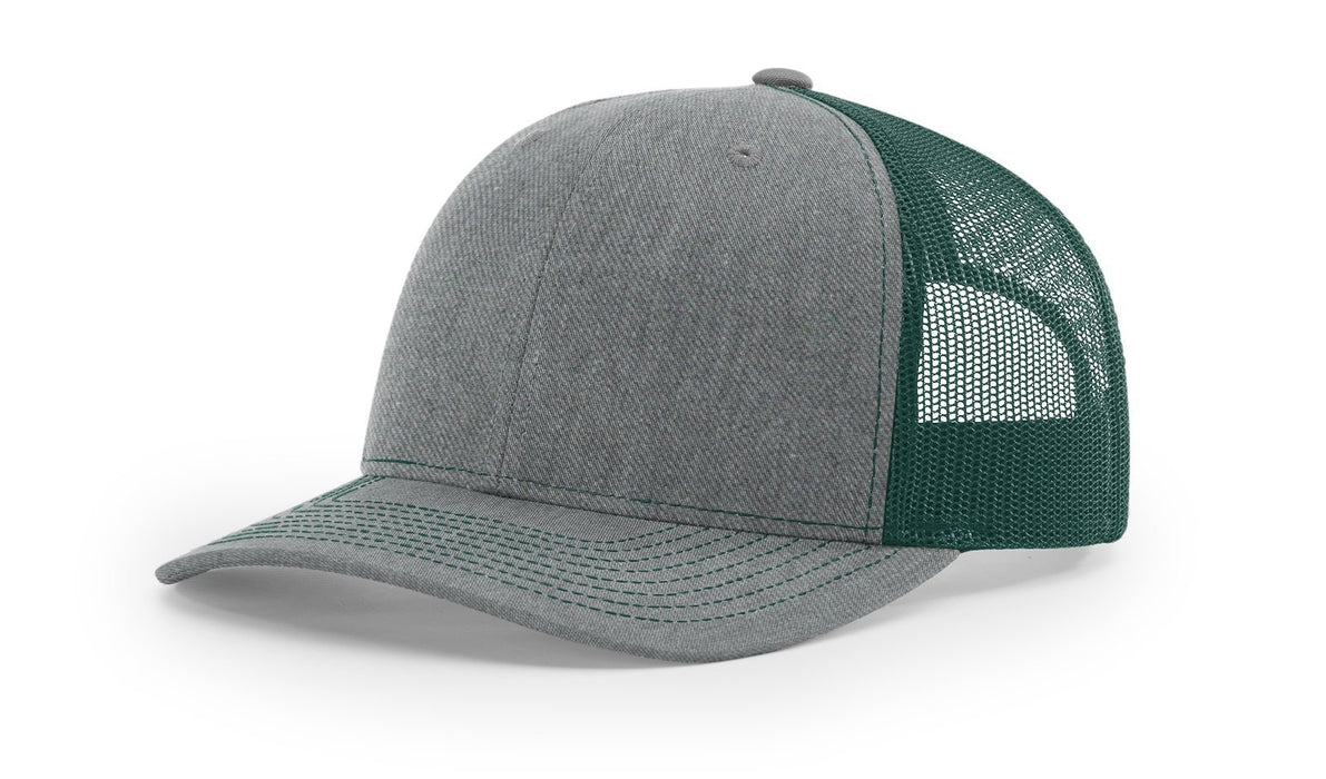 Richardson 112 Trucker Hat with Custom Embroidery HATS prestoembroidery SPLIT: HEATHER GREY/DARK GREEN