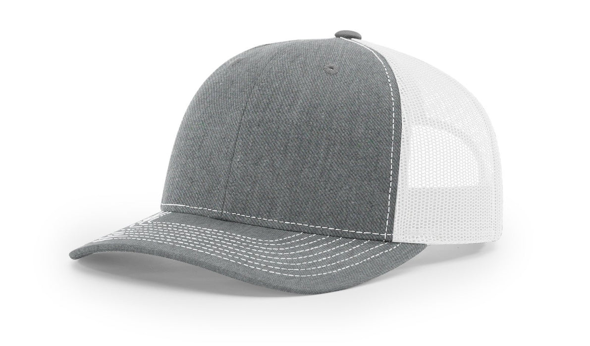 Richardson 112 Trucker Hat with Custom Embroidery HATS prestoembroidery SPLIT: HEATHER GREY/LIGHT GREY