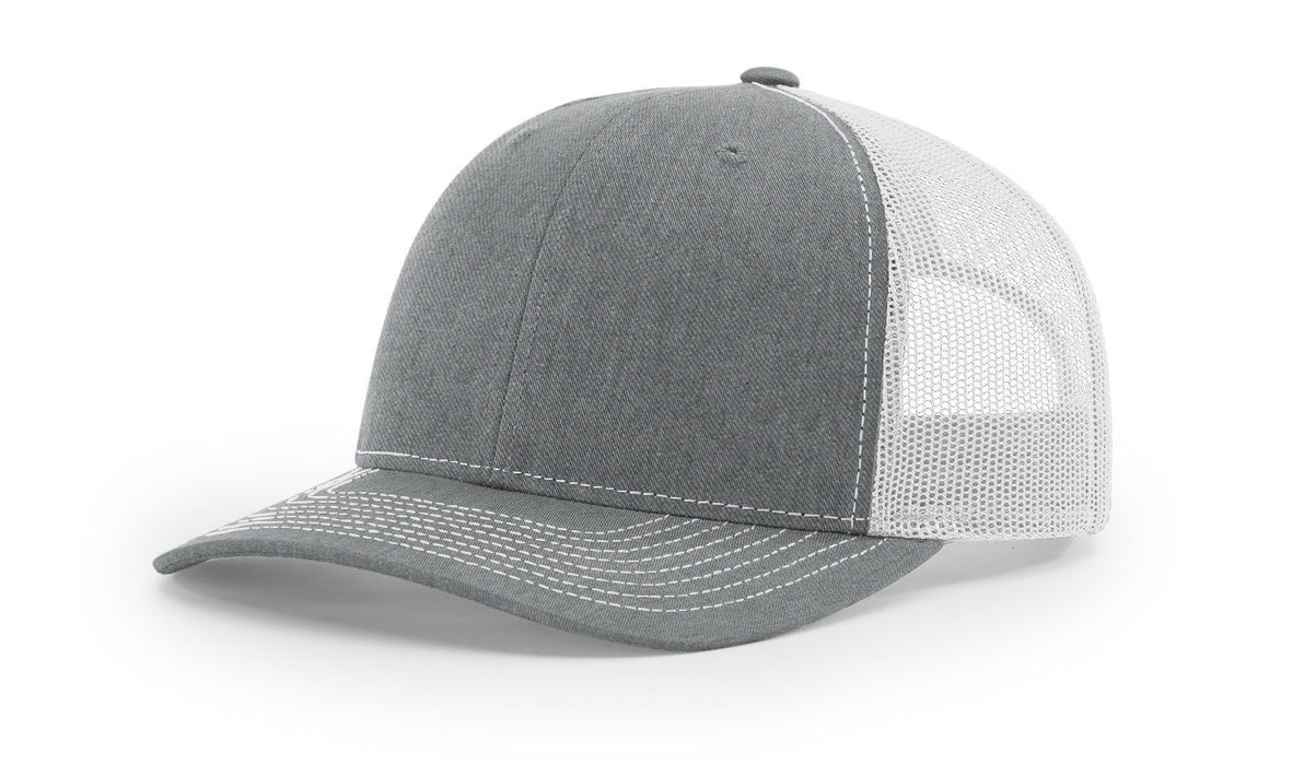 Richardson 112 Trucker Hat with Custom Embroidery HATS prestoembroidery SPLIT: HEATHER GREY/WHITE