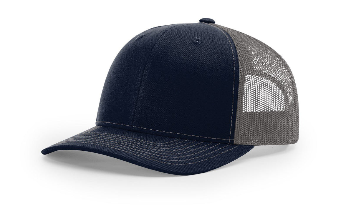 Richardson 112 Trucker Hat with Custom Embroidery HATS prestoembroidery SPLIT: NAVY/CHARCOAL