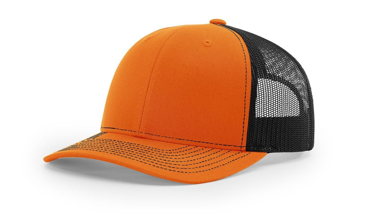 Richardson 112 Trucker Hat with Custom Embroidery HATS prestoembroidery SPLIT: ORANGE/BLACK