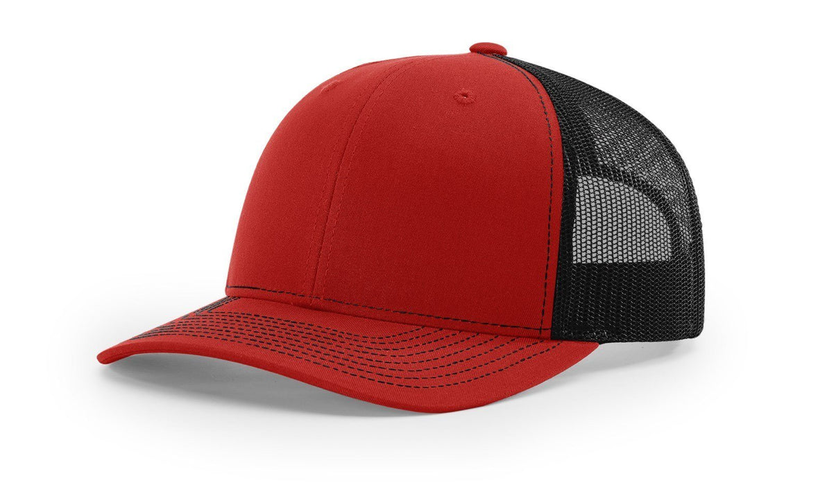 Richardson 112 Trucker Hat with Custom Embroidery HATS prestoembroidery SPLIT: RED/BLACK