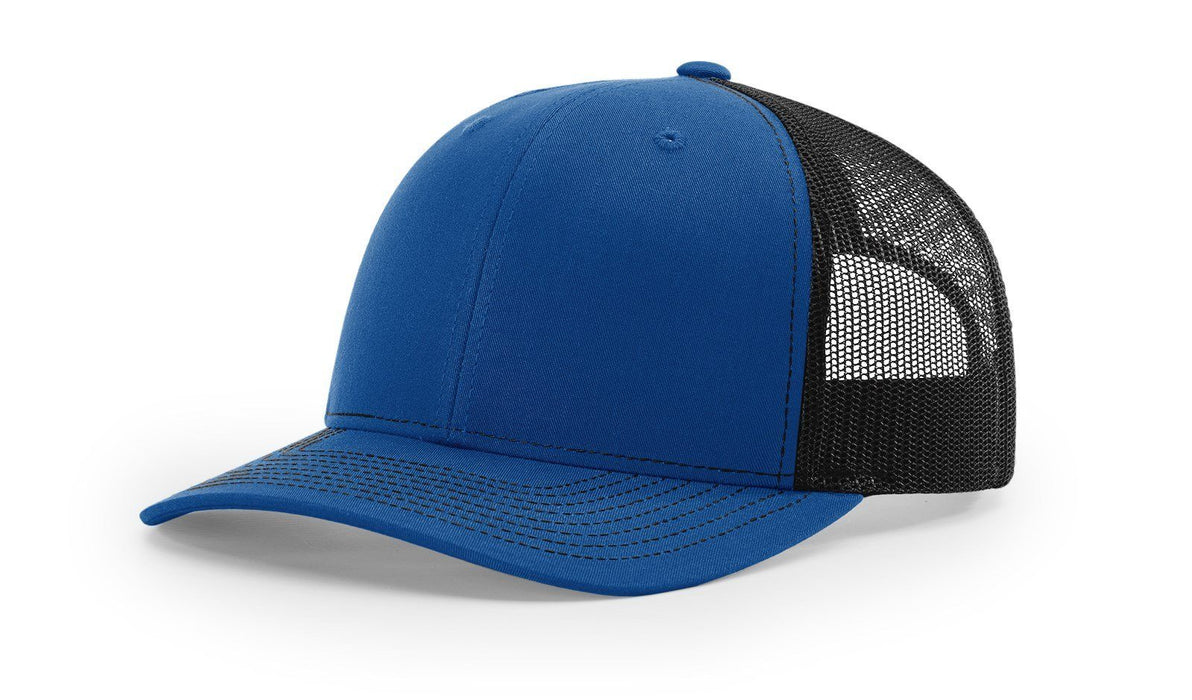 Richardson 112 Trucker Hat with Custom Embroidery HATS prestoembroidery SPLIT: ROYAL/BLACK