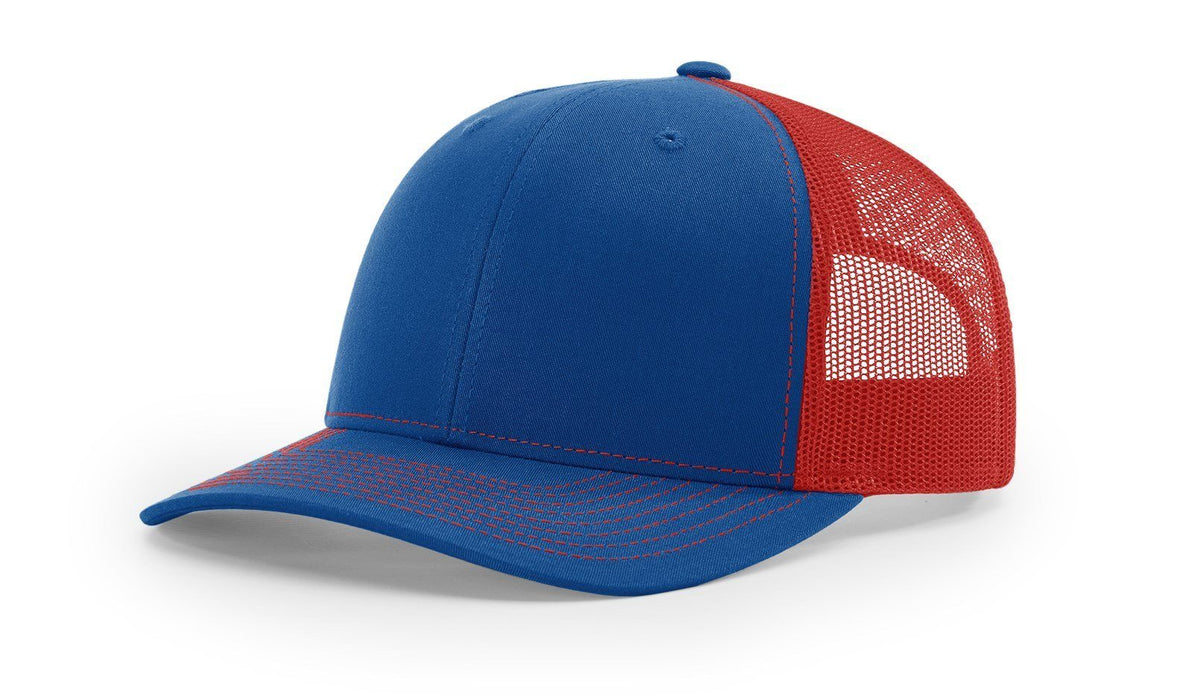 Richardson 112 Trucker Hat with Custom Embroidery HATS prestoembroidery SPLIT: ROYAL/RED