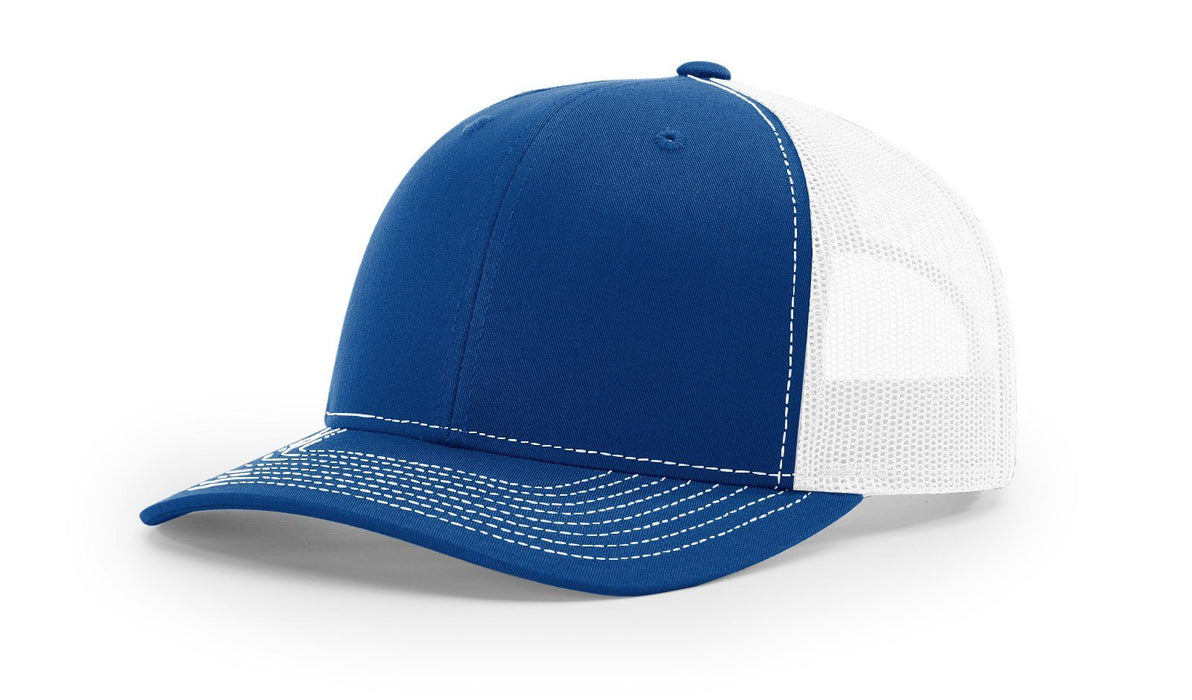 Richardson 112 Trucker Hat with Custom Embroidery HATS prestoembroidery SPLIT: ROYAL/WHITE