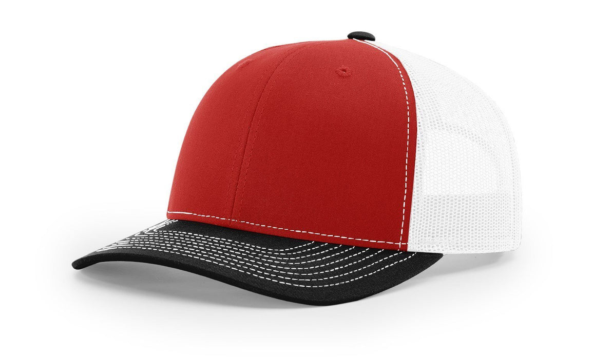 Richardson 112 Trucker Hat with Custom Embroidery HATS prestoembroidery TRI-COLOR: RED/WHITE/BLACK