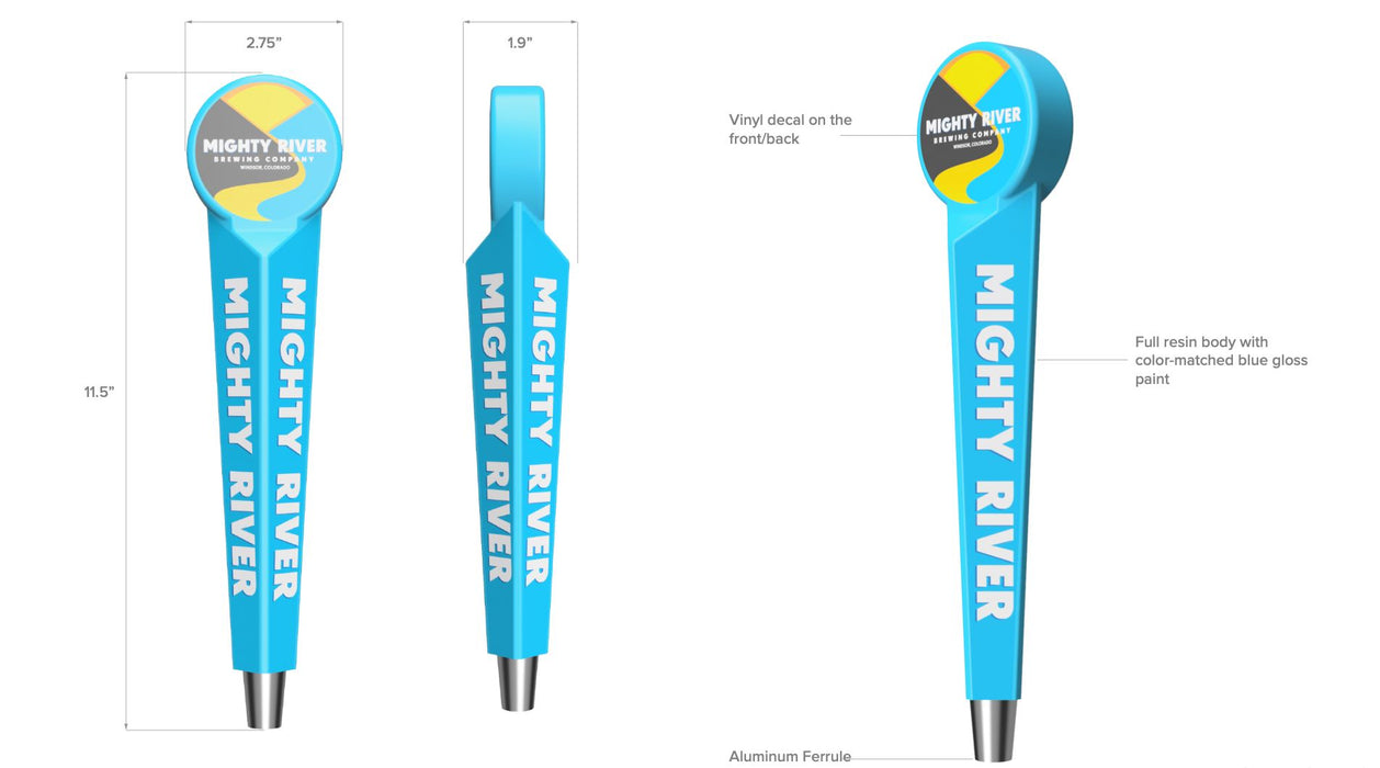 mighty river brewing company tap handle 