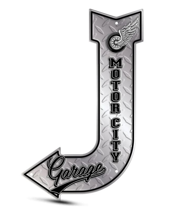 Tin-Tacker Aluminum Embossed J Arrow Sign 11.30 x 17.80 Steel City Tap