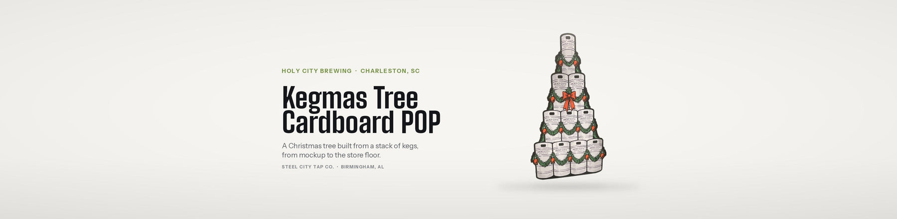 Custom Cardboard POP Displays: How Holy City Brewing's Kegmas Tree Went From Mockup to Store Floor