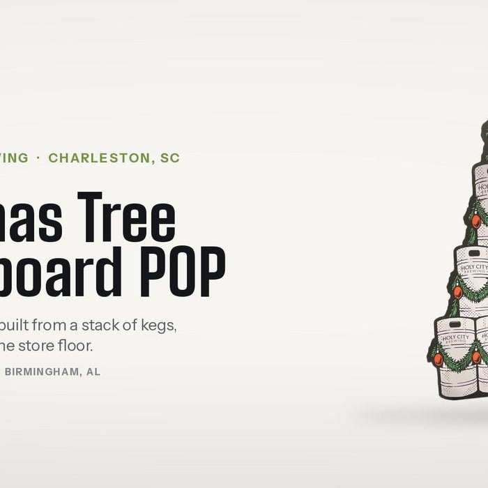 Custom Cardboard POP Displays: How Holy City Brewing's Kegmas Tree Went From Mockup to Store Floor