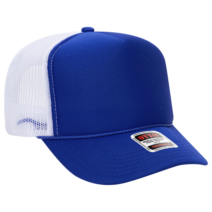 OTTO 39-165 custom embroidered trucker hat, Royal / White Mesh