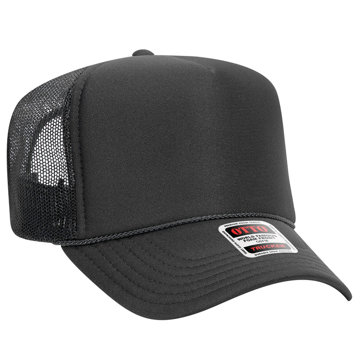 OTTO 39-165 custom embroidered trucker hat, Charcoal Gray