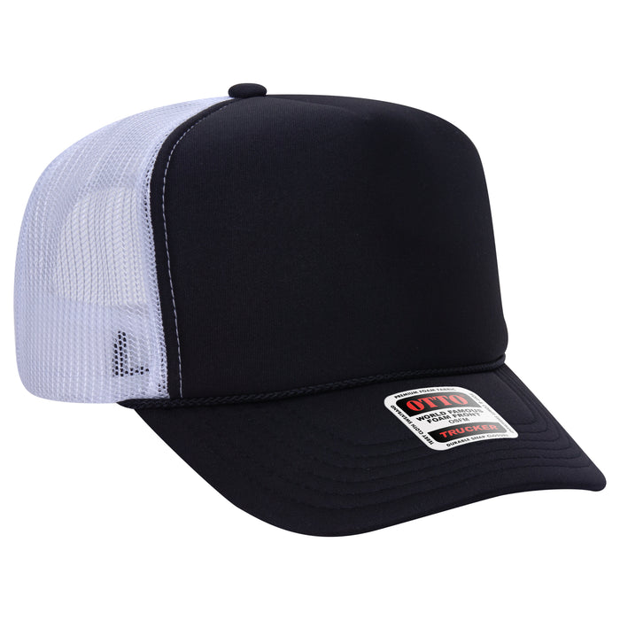 OTTO 39-165 custom embroidered trucker hat, Black / White Mesh