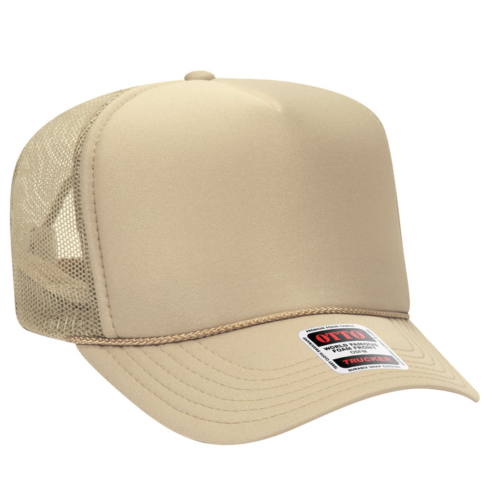 OTTO 39-165 custom embroidered trucker hat, Khaki