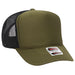 OTTO 39-165 custom embroidered trucker hat, Olive / Black Mesh