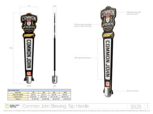 Common John Brewing : Tap Handle Steel City Tap 