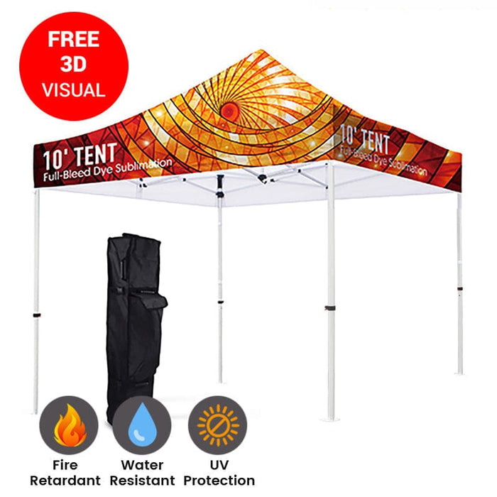 Premium Aluminum 10' Tent Kit (Full-Bleed Dye Sublimation) 17" Valance Pop-Up Tent Steel City Tap 