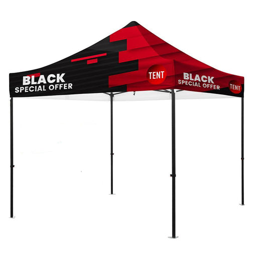Premium Aluminum (Black)10' Tent Kit (Dye-Sublimation) 17" Valance Pop-Up Tent Steel City Tap 