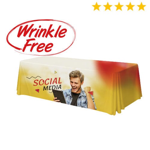 Premium Table Throw Wrinkle Free (Full-Color Dye Sublimation, Full Bleed) Table Cover Steel City Tap 8' 4-Sided ( Close Back) 