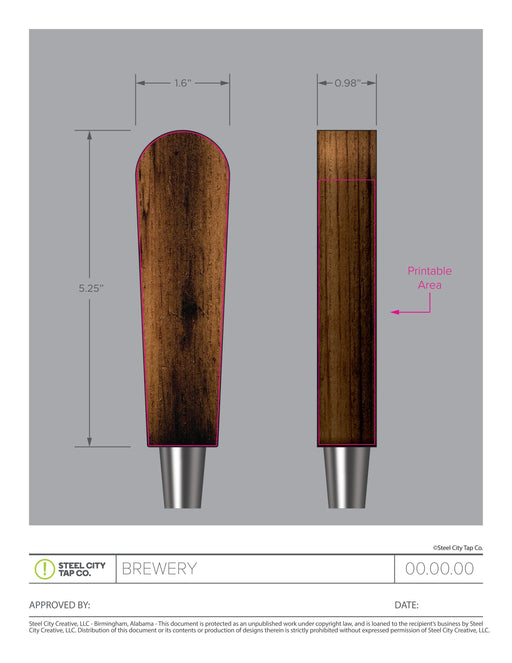 Wood Flame Curved Shotgun Tap Handle Tap Handles Steel City Tap 