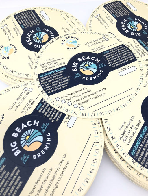 Keg collars full-color waterproof tag stock 7" (Price Breaks Available) Graphic Steel City Tap