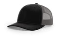 Richardson 112 Trucker Hat with Custom Embroidery HATS prestoembroidery BLACK CHARCOAL 