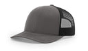 Richardson 112 Trucker Hat with Custom Embroidery HATS prestoembroidery SPLIT: CHARCOAL/BLACK 