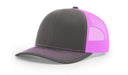 Richardson 112 Trucker Hat with Custom Embroidery HATS prestoembroidery SPLIT: CHARCOAL/NEON PINK 