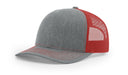 Richardson 112 Trucker Hat with Custom Embroidery HATS prestoembroidery SPLIT: HEATHER GREY/RED 