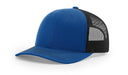 Richardson 112 Trucker Hat with Custom Embroidery HATS prestoembroidery SPLIT: ROYAL/BLACK 