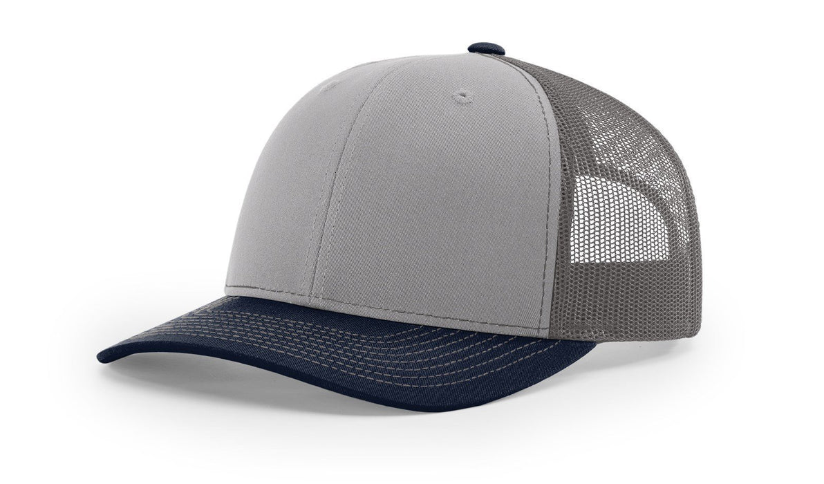 Richardson 112 Trucker Hat with Custom Embroidery HATS prestoembroidery TRI-COLOR: GREY/CHARCOAL/NAVY 
