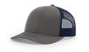 Richardson 112 Trucker Hat with Embroidered Patch HATS prestoembroidery SPLIT: CHARCOAL/NAVY 