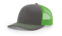 Richardson 112 Trucker Hat with Embroidered Patch HATS prestoembroidery SPLIT: CHARCOAL/NEON GREEN 