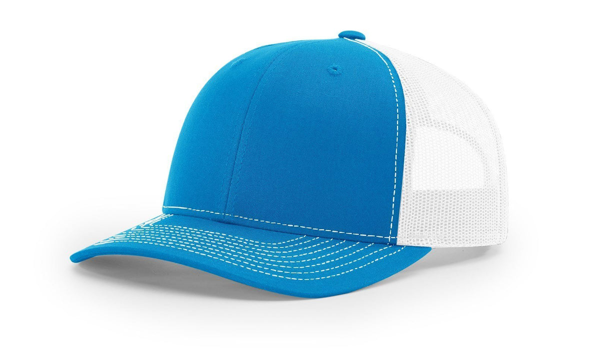 Richardson 112 Trucker Hat with Embroidered Patch HATS prestoembroidery SPLIT: CYAN/WHITE 