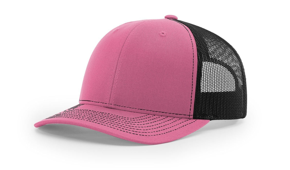 Richardson 112 Trucker Hat with Embroidered Patch HATS prestoembroidery SPLIT: HOT PINK/BLACK 