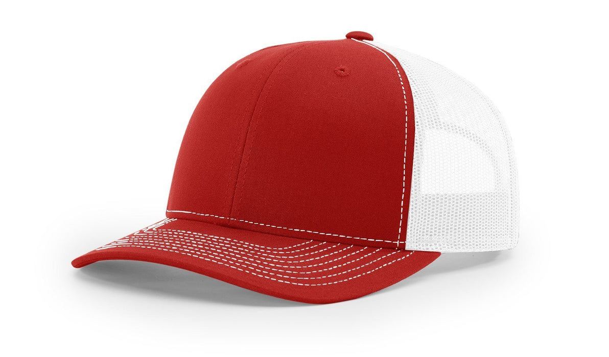 Richardson 112 Trucker Hat with Embroidered Patch HATS prestoembroidery SPLIT: RED/WHITE 