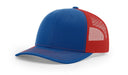 Richardson 112 Trucker Hat with Embroidered Patch HATS prestoembroidery SPLIT: ROYAL/RED 