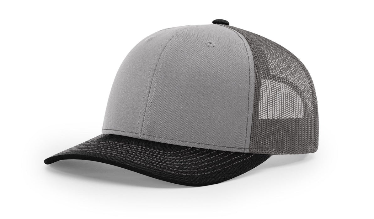 Richardson 112 Trucker Hat with Embroidered Patch HATS prestoembroidery TRI-COLOR: GREY/CHARCOAL/BLACK 