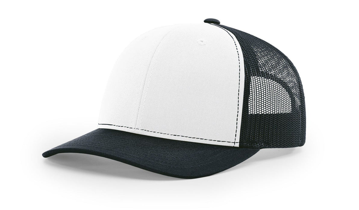 Richardson 112 Trucker Hat with Leather Patch HATS prestoembroidery ALTERNATE: WHITE/BLACK 