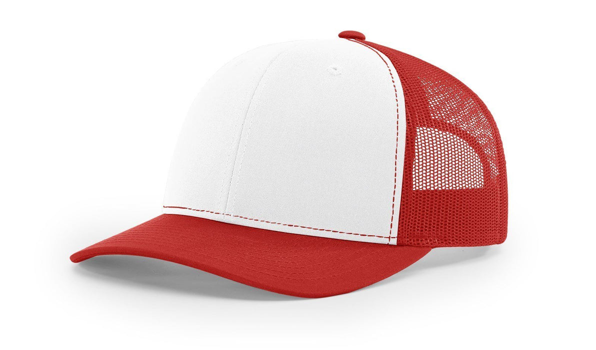 Richardson 112 Trucker Hat with Leather Patch HATS prestoembroidery ALTERNATE: WHITE/RED 