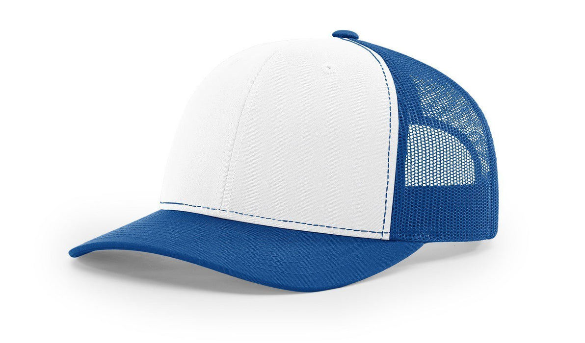 Richardson 112 Trucker Hat with Leather Patch HATS prestoembroidery ALTERNATE: WHITE/ROYAL 