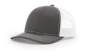 Richardson 112 Trucker Hat with Leather Patch HATS prestoembroidery SPLIT: CHARCOAL/WHITE 